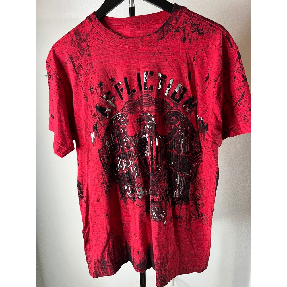 Affliction Live Fast Shirt Acid Wash Eagle Foil Graphic Tee Y2K Grunge Biker
